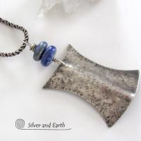 Lapis Lazuli Sterling Silver Necklace - Ethnic Tribal Inspired Jewelry