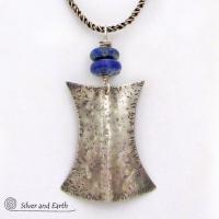 Lapis Lazuli Sterling Silver Necklace - Ethnic Tribal Inspired Jewelry