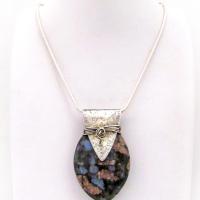 Sterling Silver Necklace with Llanite Gemstone - Unique Natural Stone Jewelry