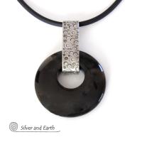 Black Onyx & Sterling Silver Necklace - Chic Modern Everyday Jewelry