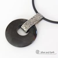 Black Onyx & Sterling Silver Necklace - Chic Modern Everyday Jewelry