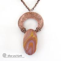 Banded Agate Copper Necklace - One of a Kind Earthy Natural Stone Jewelry