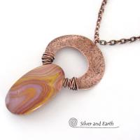 Banded Agate Copper Necklace - One of a Kind Earthy Natural Stone Jewelry