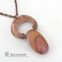 Banded Agate Copper Necklace - One of a Kind Earthy Natural Stone Jewelry