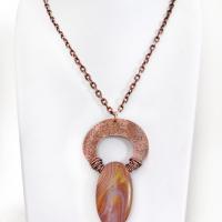 Banded Agate Copper Necklace - One of a Kind Earthy Natural Stone Jewelry