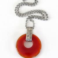 Orange Carnelian Sterling Silver Pendant Necklace -  Earthy Modern Natural Gemstone Jewelry