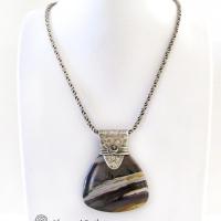 Petrified Wood Sterling Silver Necklace - Unique Organic Natural Earthy Jewelry