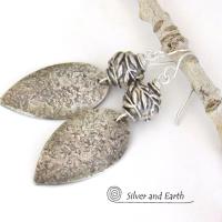 Modern Sterling Silver Leaf Earrings -  Nature Jewelry Gifts for Women