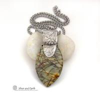 Picasso Jasper Sterling Silver Pendant Necklace - Unique Handcrafted Earthy Natural Gemstone Jewelry