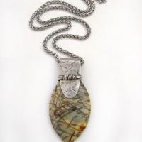 Picasso Jasper Sterling Silver Pendant Necklace - Unique Handcrafted Earthy Natural Gemstone Jewelry