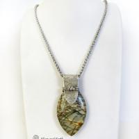 Picasso Jasper Sterling Silver Pendant Necklace - Unique Handcrafted Earthy Natural Gemstone Jewelry