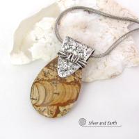 Picture Jasper Sterling Silver Necklace - One of a Kind Earthy Natural Stone Jewelry