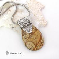 Picture Jasper Sterling Silver Necklace - One of a Kind Earthy Natural Stone Jewelry