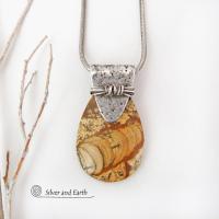 Picture Jasper Sterling Silver Necklace - One of a Kind Earthy Natural Stone Jewelry