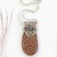 Birdseye Rhyolite Sterling Silver Necklace - One of a Kind Natural Stone Jewelry