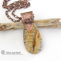 Red Creek Jasper Copper Necklace - One of a Kind Earthy Natural Stone Jewelry