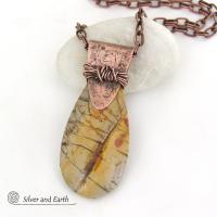 Red Creek Jasper Copper Necklace - One of a Kind Earthy Natural Stone Jewelry