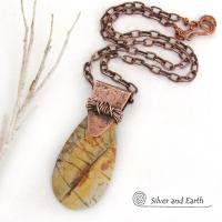 Red Creek Jasper Copper Necklace - One of a Kind Earthy Natural Stone Jewelry