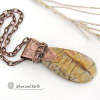 Red Creek Jasper Copper Necklace - One of a Kind Earthy Natural Stone Jewelry