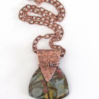 Red Creek Jasper & Copper Pendant Necklace - Artisan Handcrafted One of Kind Natural Stone Jewelry