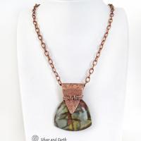 Red Creek Jasper & Copper Pendant Necklace - Artisan Handcrafted One of Kind Natural Stone Jewelry