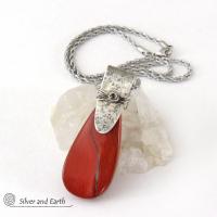 Red Jasper Sterling Silver Pendant Necklace - Artisan Handcrafted Silver & Gemstone Jewelry