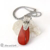 Red Jasper Sterling Silver Pendant Necklace - Artisan Handcrafted Silver & Gemstone Jewelry