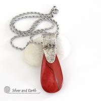 Red Jasper Sterling Silver Pendant Necklace - Artisan Handcrafted Silver & Gemstone Jewelry