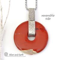 Red Jasper Sterling Silver Pendant Necklace - Natural Stone Jewelry