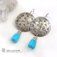 Sterling Silver Earrings with Dangling Sleeping Beauty Turquoise Stones