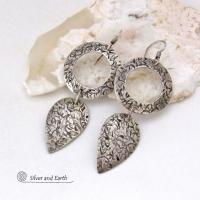 Textured Sterling Silver Dangle Earrings - Modern Contemporary Silver Jewelry