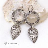 Textured Sterling Silver Dangle Earrings - Modern Contemporary Silver Jewelry