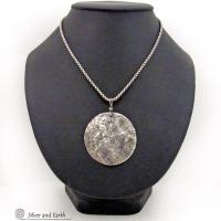 Hammered Sterling Silver Moon Necklace - Handmade Earthy Celestial Jewelry