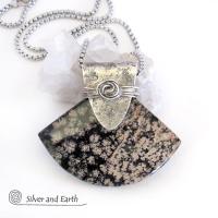 Snowflake Obsidian Sterling Silver Pendant Necklace - Unique One-of-a-Kind Gemstone Jewelry