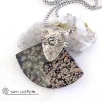 Snowflake Obsidian Sterling Silver Pendant Necklace - Unique One-of-a-Kind Gemstone Jewelry