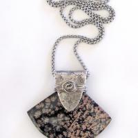 Snowflake Obsidian Sterling Silver Pendant Necklace - Unique One-of-a-Kind Gemstone Jewelry