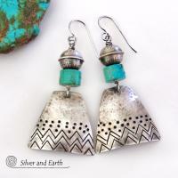 Sterling Silver Earrings with Turquoise - Southwestern Style Jewelry