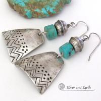 Sterling Silver Earrings with Turquoise - Southwestern Style Jewelry