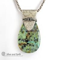 African Turquoise Sterling Silver Necklace - Unique Handcrafted Silver & Stone Jewelry