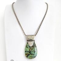 African Turquoise Sterling Silver Necklace - Unique Handcrafted Silver & Stone Jewelry