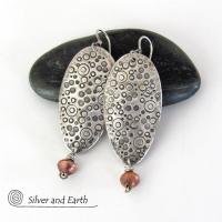 Sterling Silver Earrings with Intricate Textured Design - Unique Handcrafted Silver Jewelry