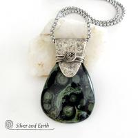 Kambaba Jasper Sterling Silver Necklace - Unique One of a Kind Natural Stone Jewelry