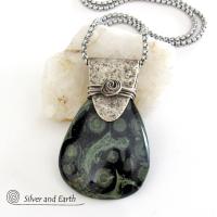 Kambaba Jasper Sterling Silver Necklace - Unique One of a Kind Natural Stone Jewelry