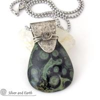 Kambaba Jasper Sterling Silver Necklace - Unique One of a Kind Natural Stone Jewelry