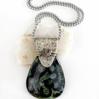 Kambaba Jasper Sterling Silver Necklace - Unique One of a Kind Natural Stone Jewelry