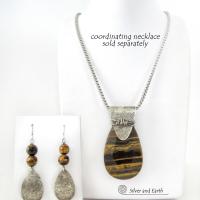 Faceted Brown Tiger's Eye Sterling Silver Dangle Earrings - Handcrafted Earthy Natural Stone Jewelry