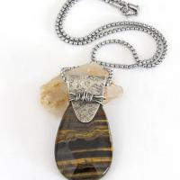 Faceted Brown Tiger's Eye Sterling Silver Necklace - One of a Kind Earthy Natural Stone Jewelry