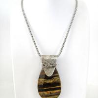 Faceted Brown Tiger's Eye Sterling Silver Necklace - One of a Kind Earthy Natural Stone Jewelry