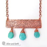 Natural Turquoise & Copper Statement Necklace - Bold Boho Chic Jewelry