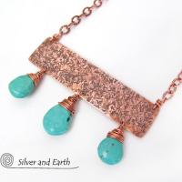 Natural Turquoise & Copper Statement Necklace - Bold Boho Chic Jewelry